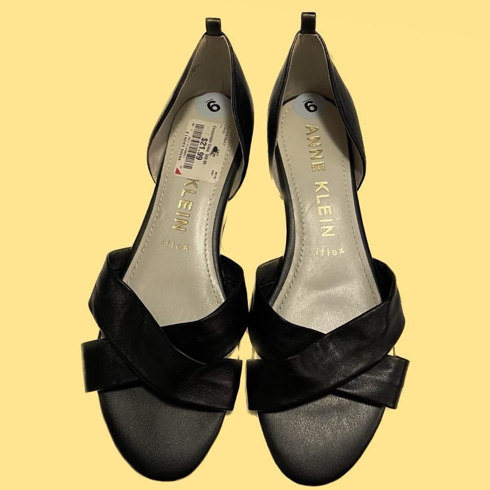 Anne Klein Women's Black Open Toe Wedges Size 9